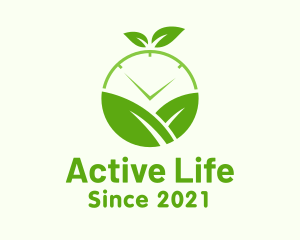 Organic Product - Green Nature Clock logo design