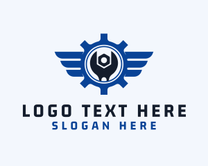 Cogwheel - Mechanic Wrench Wings logo design