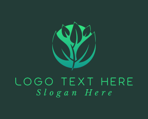 Organic Food - Green Sprout Leaf logo design