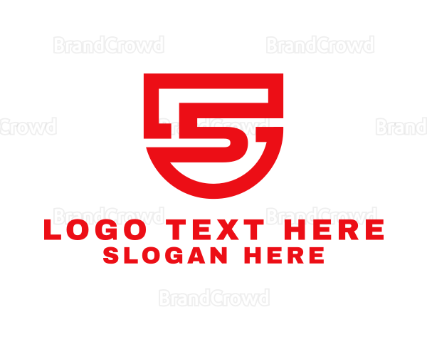 Security Shield Crest Number 5 Logo