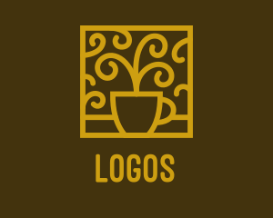 Teahouse - Gold Elegant Teacup logo design