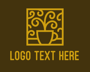 Pot - Gold Elegant Teacup logo design