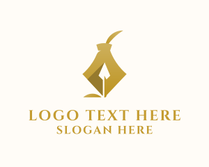 Calligrapher - Elegant Fountain Pen Spear logo design