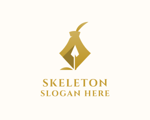 Golden - Elegant Fountain Pen Spear logo design