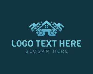 Sanitation - House Brush Cleaning logo design