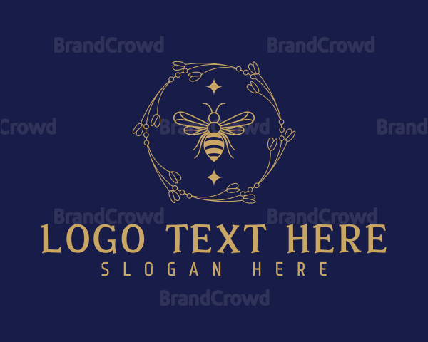 Floral Wreath Bee Logo