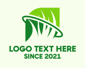 House Yard - Green Leaf Grass logo design