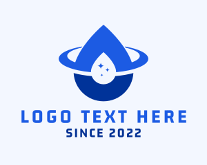 Water Station - Water Droplet Orbit logo design