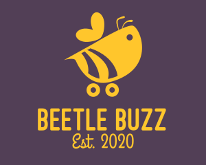 Cute Bumble Bee Car Cart logo design