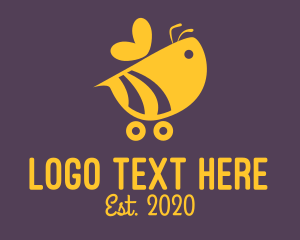 Insect - Cute Bumble Bee Car Cart logo design