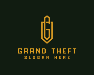 Paperclip Shield Letter G logo design