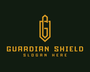 Paperclip Shield Letter G logo design