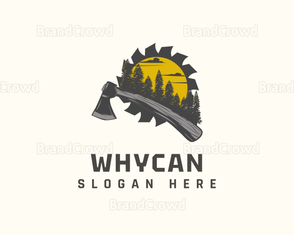 Axe Pine Tree Wood Cutting Logo