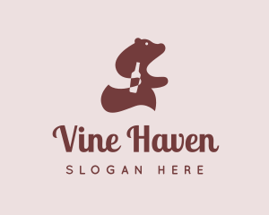 Bear Wine Bottle logo design