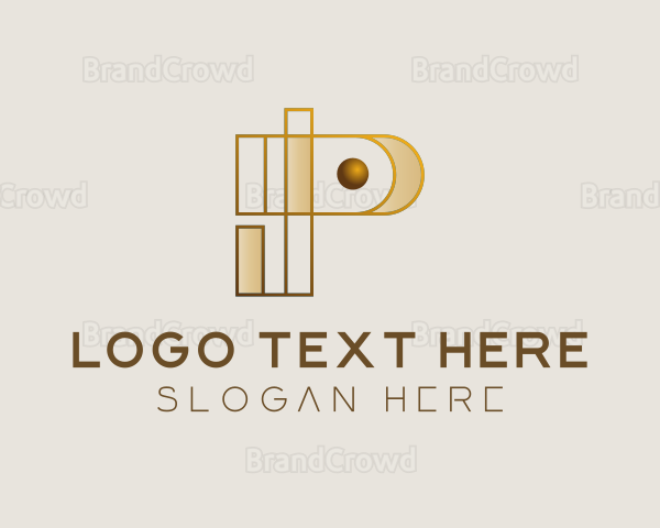 Abstract Golden Letter P Logo