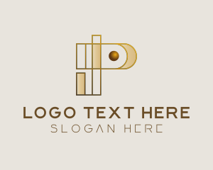 Interior Design - Abstract Golden Letter P logo design
