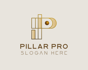 Abstract Golden Letter P logo design