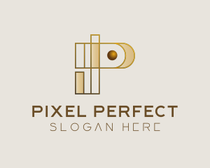 Abstract Golden Letter P logo design