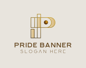 Abstract Golden Letter P logo design