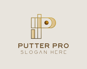 Abstract Golden Letter P logo design