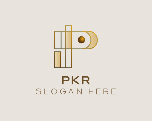 Abstract Golden Letter P logo design