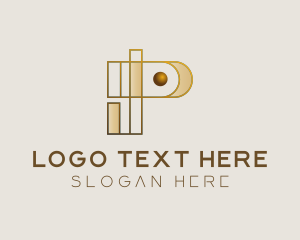 Abstract Golden Letter P Logo