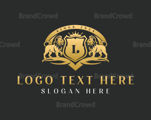 Shield Lion Crown Logo