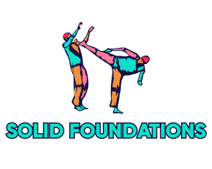 Colorful Karate Kick Logo