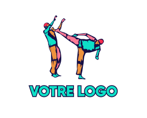 Colorful Karate Kick Logo