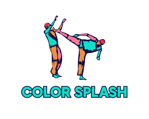 Colorful Karate Kick logo design