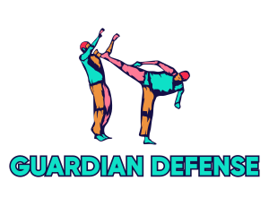 Self Defense - Colorful Karate Kick logo design