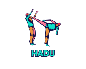 Muay Thai - Colorful Karate Kick logo design