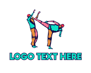Dojo - Colorful Karate Kick logo design