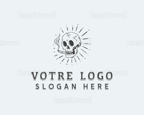 Hipster Skull Smoking Logo