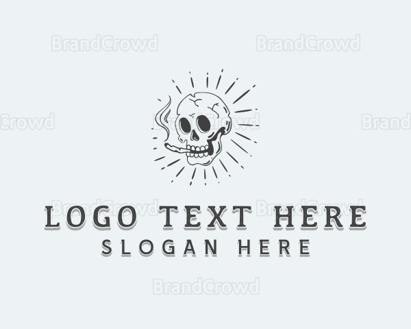 Hipster Skull Smoking Logo