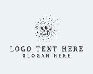 Hipster - Hipster Skull Smoking logo design