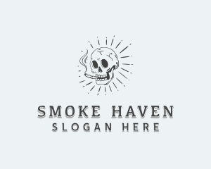 Hipster Skull Smoking logo design