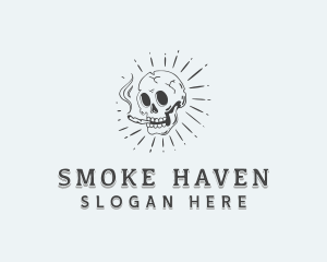 Hipster Skull Smoking logo design