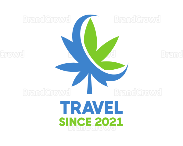 Crescent Marijuana Leaf Logo
