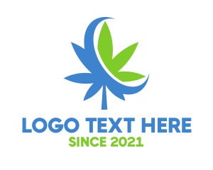 Drug - Crescent Marijuana Leaf logo design