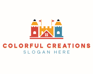 Crayon - Pencil Castle Kindergarten logo design