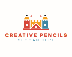 Pencil Castle Kindergarten logo design