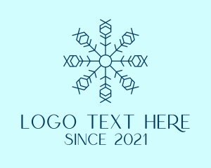 Freeze - Blue Outline Snow logo design