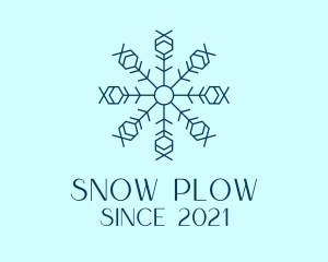 Blue Outline Snow  logo design