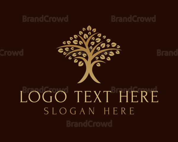 Gold Tree Plant Logo