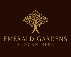 Gold Tree Plant logo design