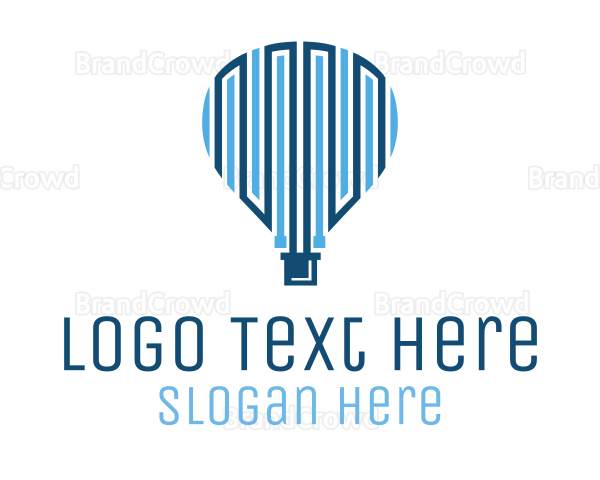 Blue Hot Air Balloon Tech Logo