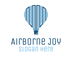 Blue Hot Air Balloon Tech logo design