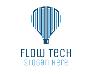 Blue Hot Air Balloon Tech logo design