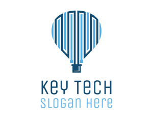 Blue Hot Air Balloon Tech logo design